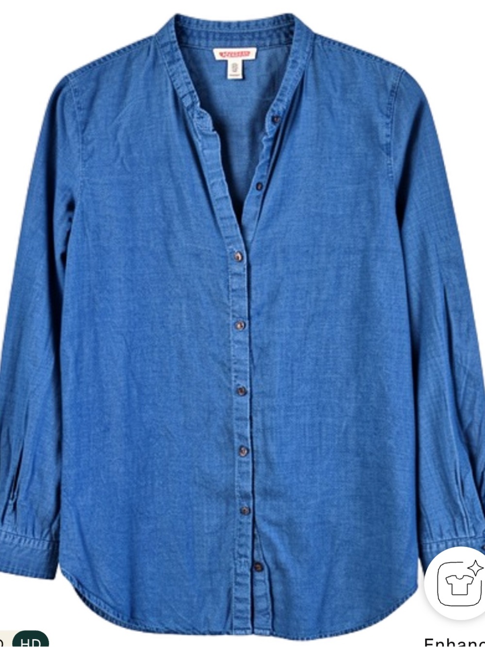 Eileen Fisher Blue Organic Linen Button Down Tunic Shirt